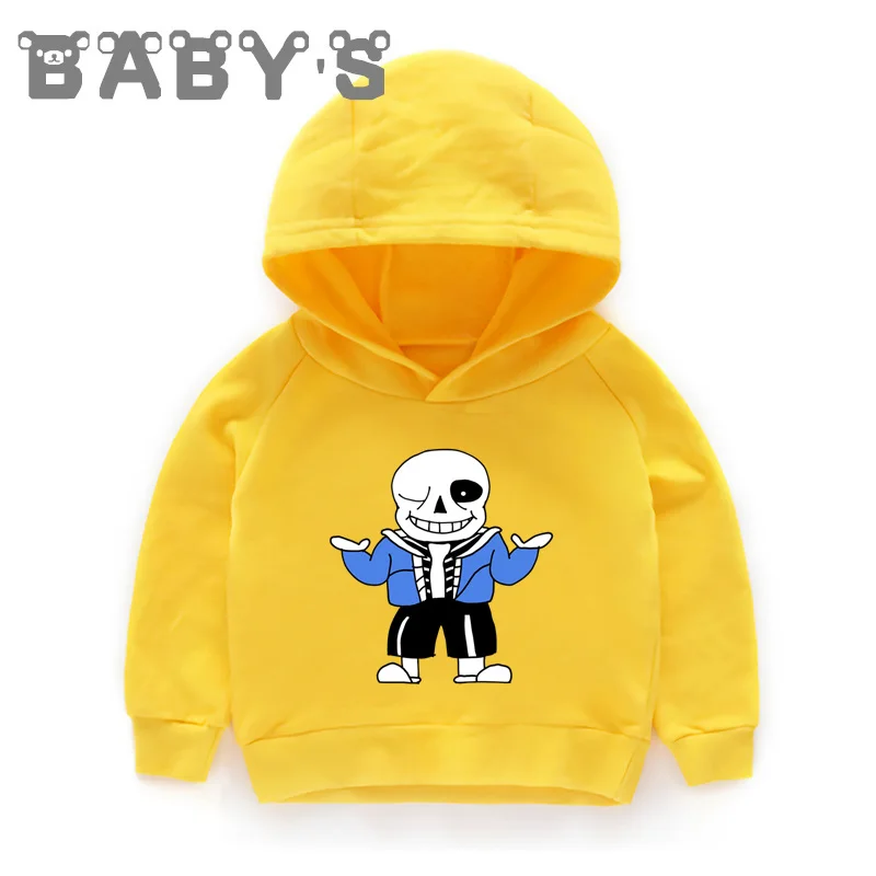 Детские толстовки с капюшоном детские толстовки с принтом «череп», «Brother Undertale Sans» пуловер для малышей топы для девочек и мальчиков, милая одежда KMT2405
