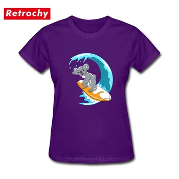

2019 Kawaii Surfing Koala T Shirt Summer Animal Design Women Kids Cute Koala Bear T-Shirt Skateboarding Tshirt Pure Cotton Shirt