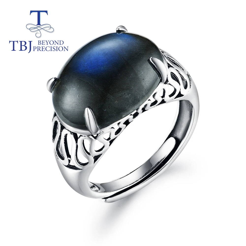 labradorite ring Настоящее серебро 925 пробы, натуральный лабрадорит, овальный, 12*16 мм, драгоценный камень, креативное ретро кольцо, хорошее ювелирное изделие для женщин, подарок, акция tbj - Цвет камня: labradorite ring