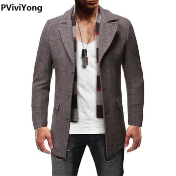 

PViviYong 2019 new arrival autumn&winter high quality wool trench coat men,men's wool fashion jackets 823