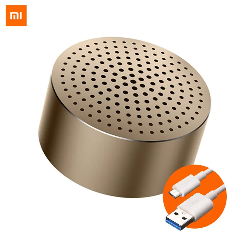 Xiaomi Мини стерео Bluetooth портативный динамик с микрофоном Водонепроницаемая беспроводная гарнитура Bluetooth Mp3 музыкальный плеер динамик - Цвет: GoldWithCable