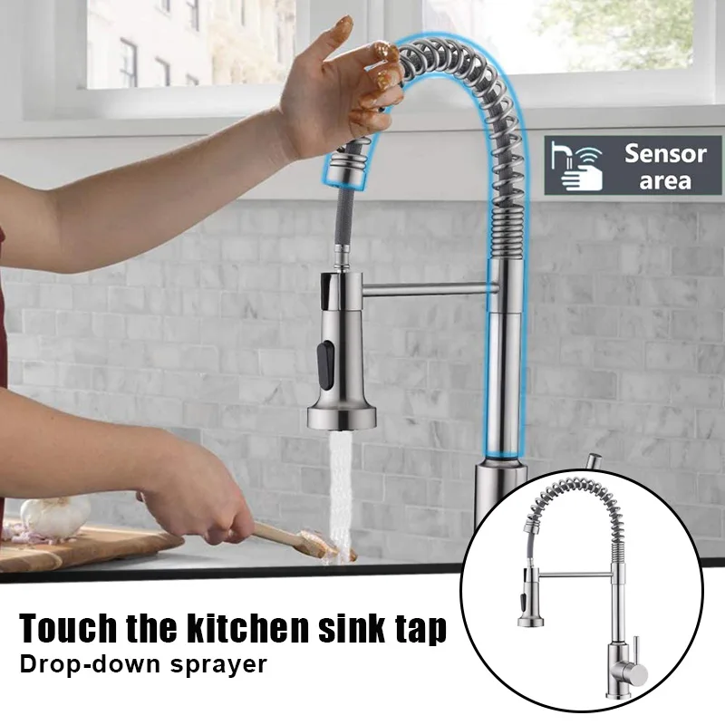 

Touchless Kitchen Faucet with Pull Down Sprayer Touches on Activation Kitchen Sink Faucets Smart Sink Faucets SDF-SHIP