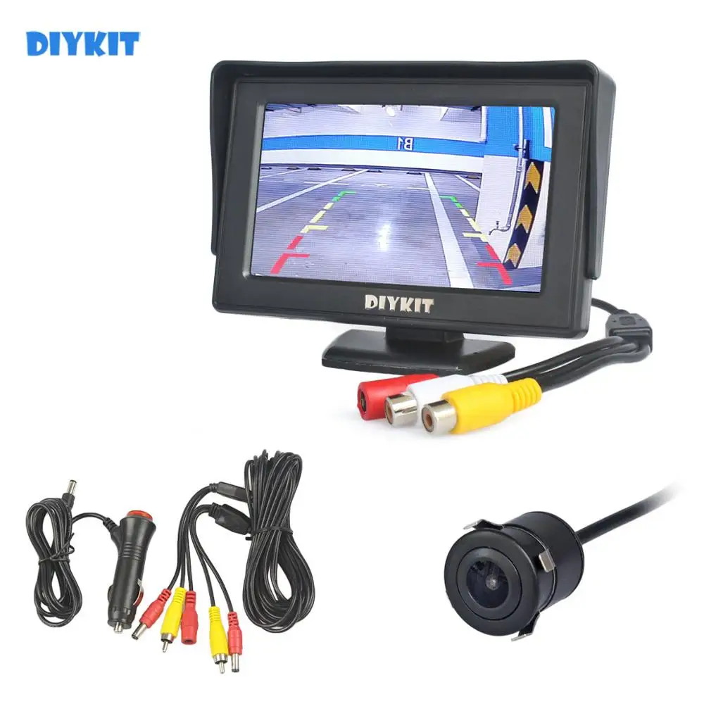 DIYKIT 4,3 дюймов Цвет TFT ЖК дисплей автомобиля мониторы с HD заднего вида Обратный видеокамера заднего вида Парковка Системы Бесплатная видео
