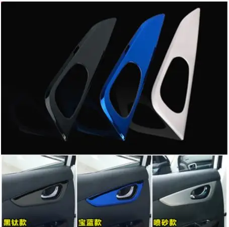 Automotive Interior Stainless Steel Inner Door Handle Frame Sequin Door Trim For Nissan New Qashqai J11- Car-styling