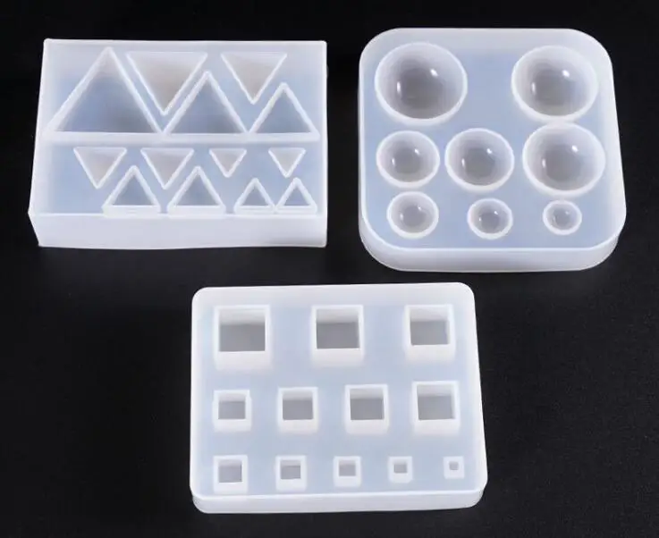 

NEW silicone mold for jewelry making Earring pendant mini gemstone patch triangle round cube epoxy Resin
