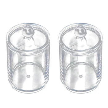 

Transparent Cotton Ball and Swab Dispenser Acrylic Round Container Cotton Pads Holder Swab Jar Makeup Organizer