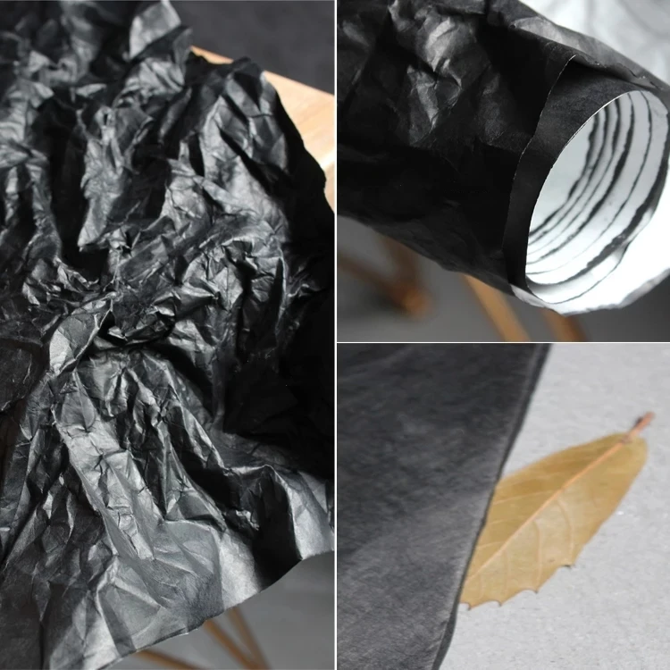 

Tearing Resistant Matte black Tyvek Washing breathe hard paper fabric for bag coat Fashion Technological Designer Fabric