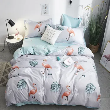 

Flamingo Kids Bed Cover Set Polyester/Cotton Bedding Set Students Dormitory Quilt Cover Pillowcase Sheet Adults Duvet Cover Set