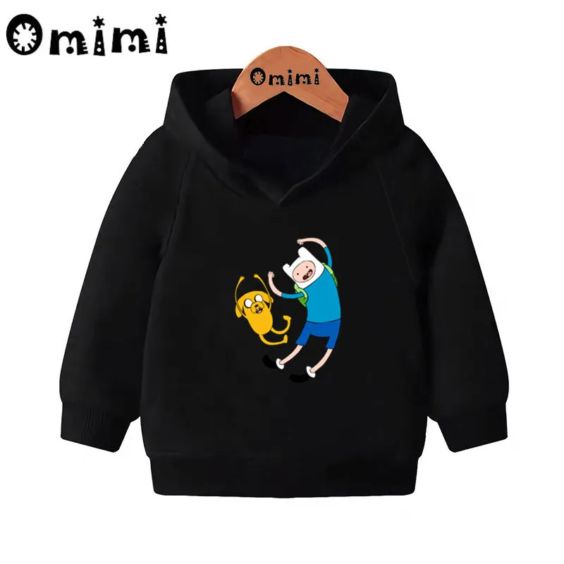 Adventure Time Finn& Jaker/милые свитшоты; детские толстовки с капюшоном; крутой пуловер для малышей; топы для девочек и мальчиков; осенняя одежда; KMT5200 - Цвет: Black-5200H