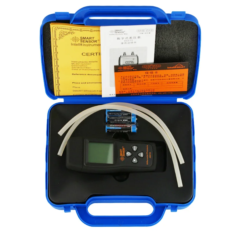 Smart Sensor AS510 Digital Differential Pressure Manometer Tester 0-100 hPa Negative Vacuum Air Pressure Gauge Meter Smart Sensor AS510 Digital Differential Pressure Manometer Tester 0-100 hPa Negative Vacuum Air Pressure Gauge Meter