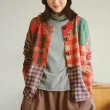 Johnature, женский кардиган с цветочным принтом, свитера, Ретро стиль, карманы, пуговицы, осень, новинка, Круглый ворот, вязаный, хлопок, свободные свитера, пальто