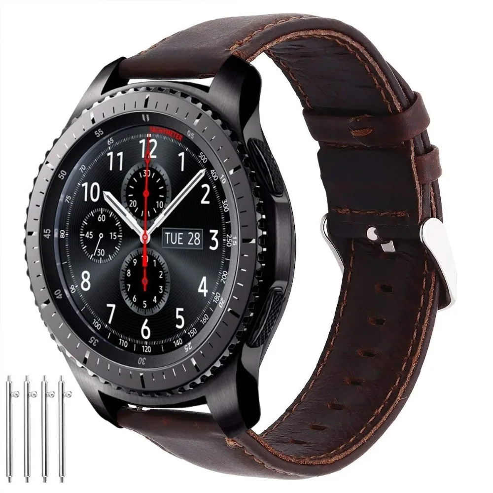 Ремешок для Gear s3 Frontier band кожаный браслет Samsung Galaxy watch 46 мм 22 Huawei GT Grea S 3 | Наручные