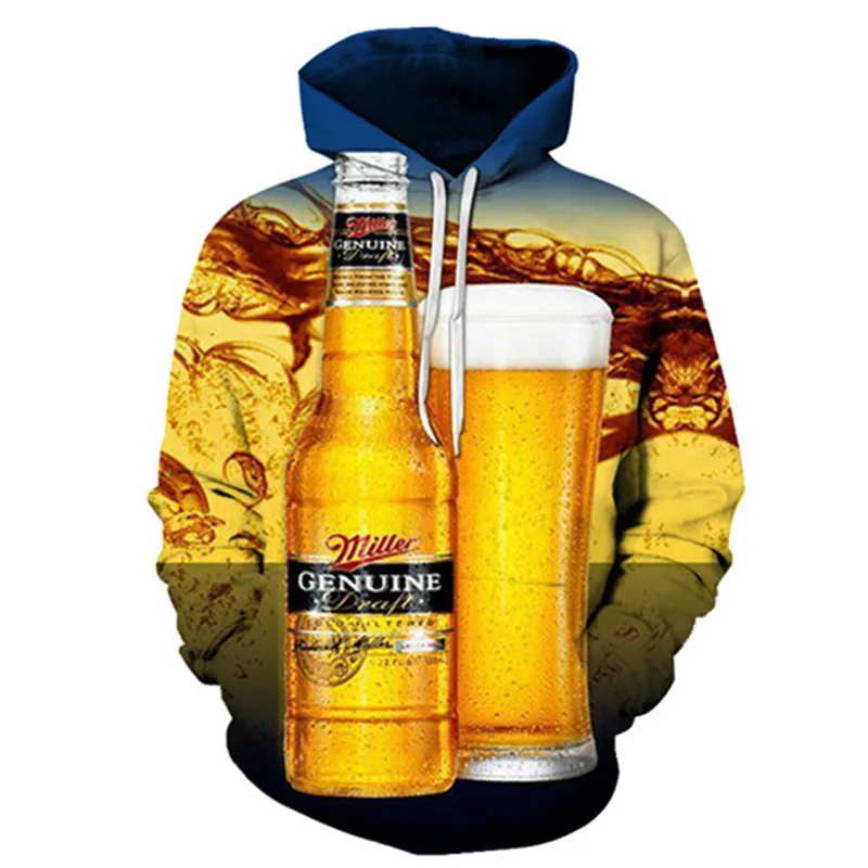 

2019 new Fashion Yellow beer Hoodies Hot 3d Hoody Print Men Women Hooded Sweatshirt Asian size s-6xl custom Drop shipping