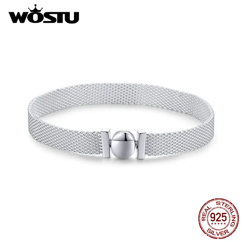 WOSTU дизайн подлинный 925 пробы Серебряный платиновый браслет подходит дизайн бусины для женщин модные ювелирные изделия DXX110