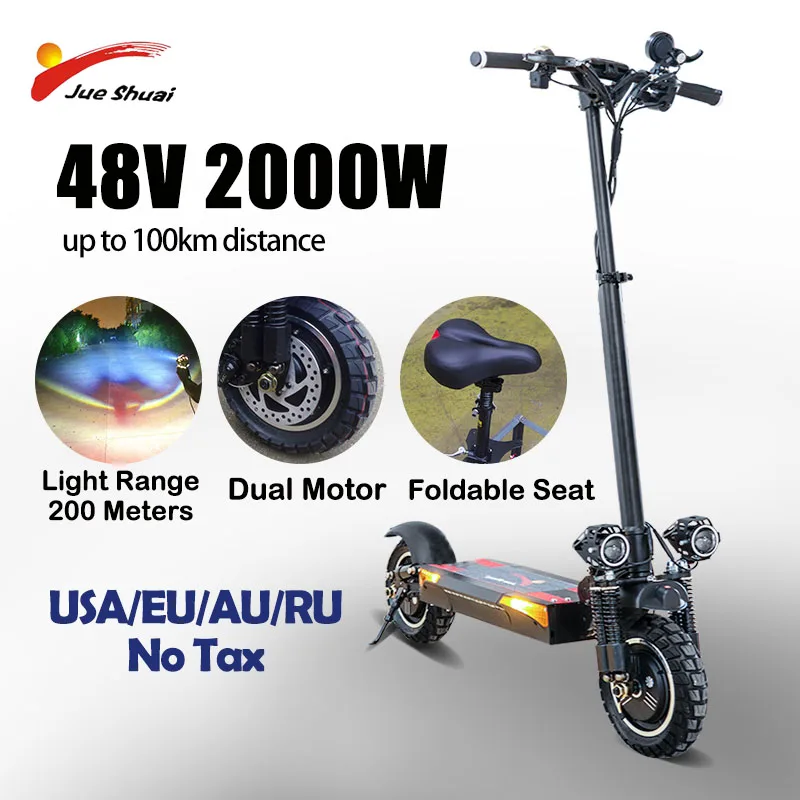

Duty Free Dual Motor Electric Scooters Adults 48V 2000W Motor Kick Scooter with Seat Folding skateboard electric longboard