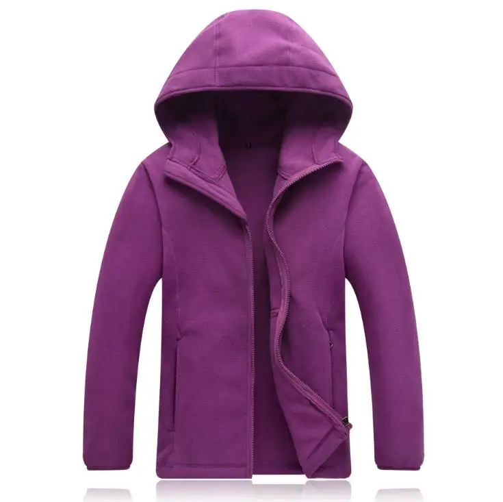 Women Purple Мужская и женская уличная флисовая куртка с капюшоном, теплые Утепленные Пальто для альпинизма, катания на лыжах, туризма, пара курток, настраиваемые, с логотипом - Цвет: Women Purple