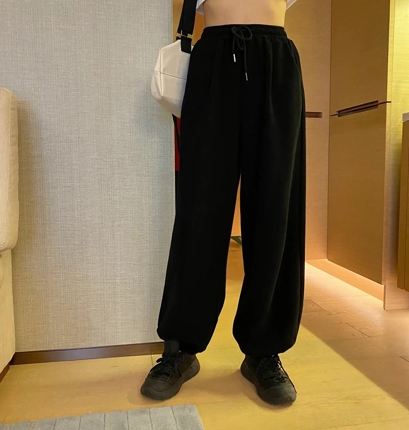 

Winter Warm Pants Sweatpants Women New Casual Long Pants Slim Waist Velvet Thick Solid Color Pants Female Sports Pants Running