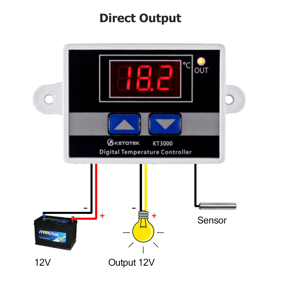 12V direct output 45~ 110C цифровой термостат AC 220V 12V 24V 10A цифровой регулятор температуры переключатель микрокомпьютера темп. Контроллер переключателя - Цвет: 12V direct output