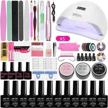 

Gel Nail Polish Starter kit with uv lamp 80w high powe uv lamp Acrylic Nail kit Manicure Sets for Women Nail Art Tool(J-A4B)
