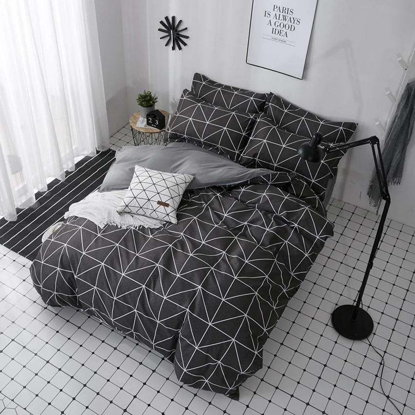 

Gentleman Soft Bedding Set Simple Bed LInen Bed Sheet Modern Duvet Cover Pillowcase Home Textiles Queen King Juego De Cama