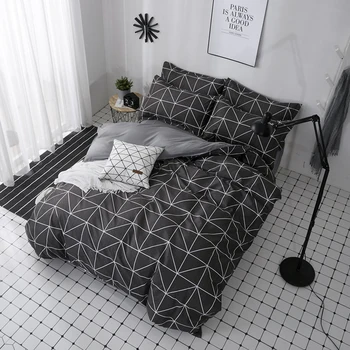 

Gentleman Soft Bedding Set Simple Bed LInen Bed Sheet Modern Duvet Cover Pillowcase Home Textiles Queen King Juego De Cama