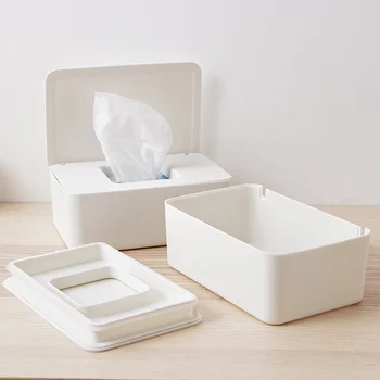 

Bedroom Paper White Wet Tissue Box Towel Kitchen Case Dust-proof Living Room Wet Tissue Storage Box Wet Wipes Box Desktop B50
