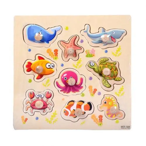 Ocean Animal Детские пазлы, настольная игрушка, Мультяшные животные, автомобиль, деревянные головоломки, доска для малышей, забавная Дошкольная развивающая игрушка - Цвет: Ocean Animal