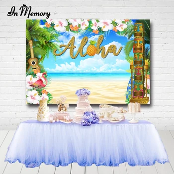 

InMemory Hawaii Aloha Party Backdrop Summber Beach Flowers Palm Tree Birthday Wedding Party Photography Backgrounds Photo Studio