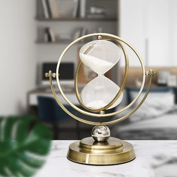 

Hour Glass 30 Minutes Rotating Sand Hourglass,Metal Hour Glass Sand Timer for Vintage Home Decor Sand Glass