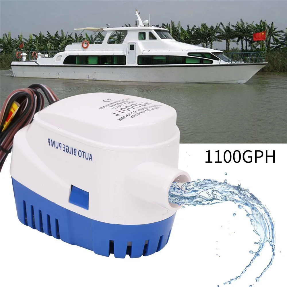 

12V Bilge Pump Automatic with Switch 1100GPH Electric Boat Yacht Submersible Fishing Camp Motor Bilge Pump Water Pump Houseboat