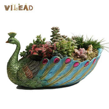 

VILEAD 7 Styles Resin Peacock Shape Flowerpot Creative Succulents Plants Cactus Pot Living Room Bedroom Home Decor Flowerpot
