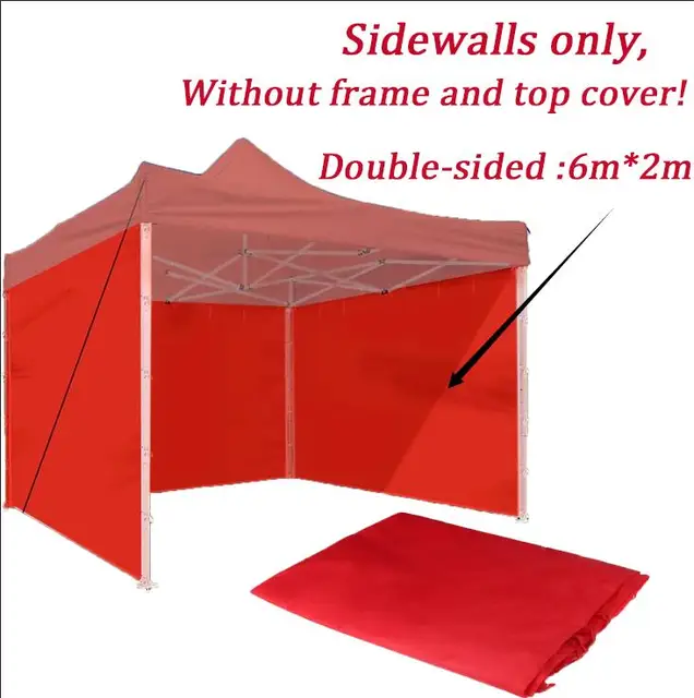 1Pcs Outdoor Gazebo Oxford Cloth Side Panel Folding Replacement Sidewall Tent for Garden BBQ Party No Frame Tent Accessories Red sidewall 6mx2m