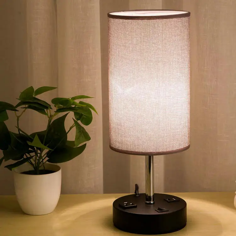 Современный ночной светодиодный настольный светильник с абажуром, зарядка через usb порты для спальни, гостиной, лофт, офисный стол, декор для комнаты, светильник