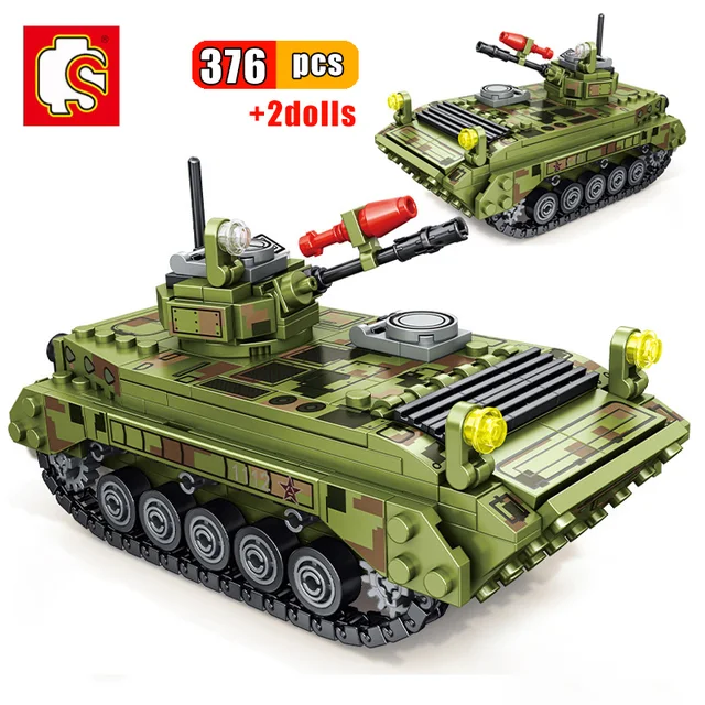 SEMBO Military Panzer Tank Vehicle Model Building Blocks WW2 Army Weapon Action Soldier Figures Enlighten Bricks Toys For Kids 3