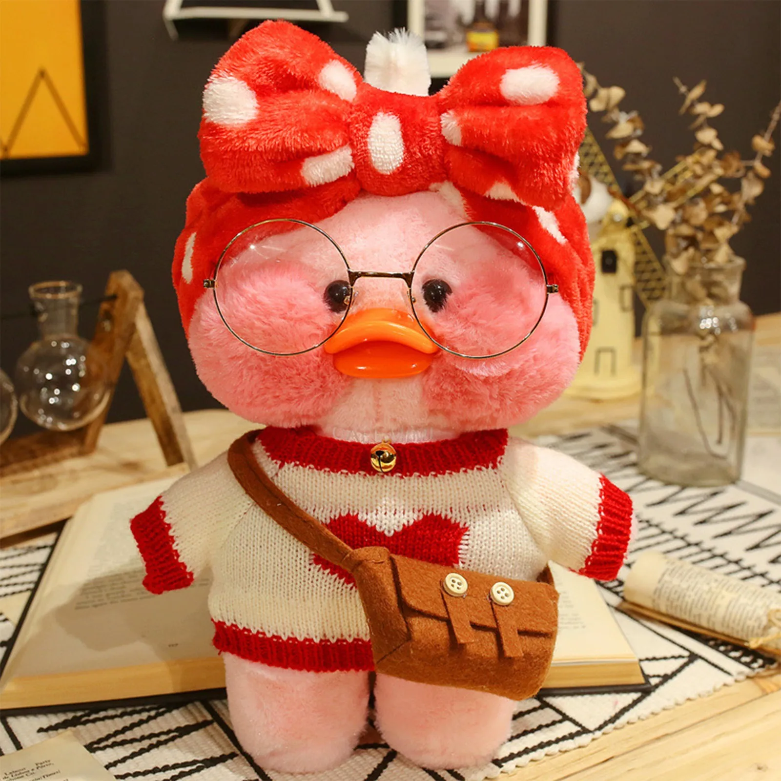 Розовая плюшевая игрушка Lalafanfan Kawaii Cafe Mimi желтая утка 30 см милая мягкая кукла