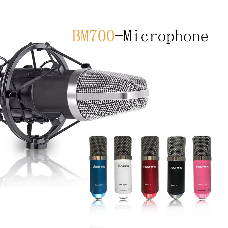 

BM700 Condenser Microphone Pro Audio Studio Vocal Recording Mic KTV Karaoke With Shock Mount Microfone condensador 3.5mm