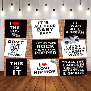 

Mehofond Photography Background Musical Elements Hip Hop 90s Party Backdrop Photophone Photo Studio Props