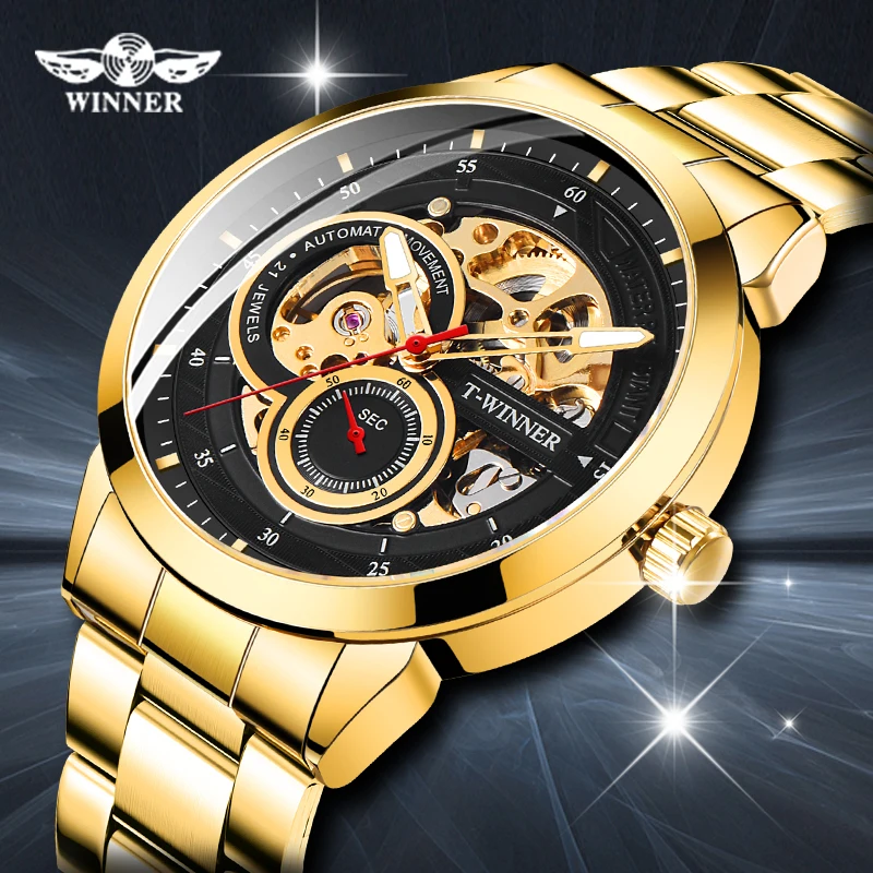 

Winner Watch Men Skeleton Automatic Mechanical Watch Gold Skeleton Vintage Man Watch Mens FORSINING Watch Top Brand Luxury