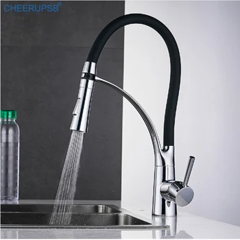 

Led Faucet Temperature Pull Out Kitchen Crane Hot Cold Stream Sprayer Water Mixer Tap Black Handheld Faucets 360 Rotation Taps