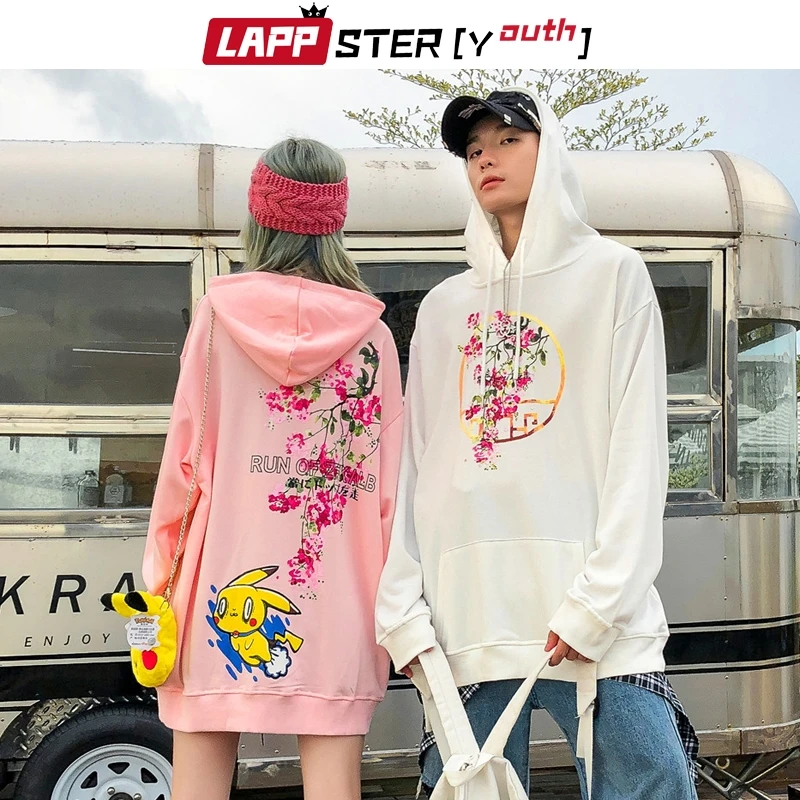 LAPPSTER Мужская негабаритная Harajuku черная толстовка с капюшоном pokemon осень мужская уличная хип хоп толстовка модная Толстовка