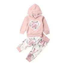 Одежда для новорожденных 0-24 месяцев; комплект одежды с цветочным принтом для маленьких девочек; толстовка с капюшоном; штаны; леггинсы; комплект одежды