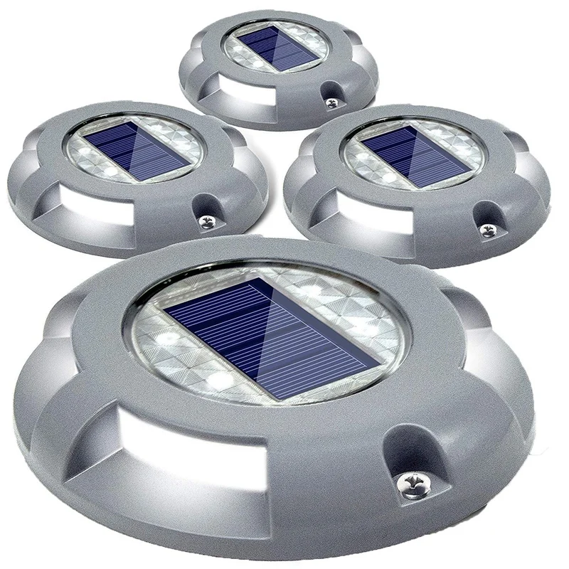 

New 4PCS Solar Garden Lights Driveway Dock Light 4 LEDs High Compressive Waterproof Buried Lights for Step Sidewalk Stair Pathwa