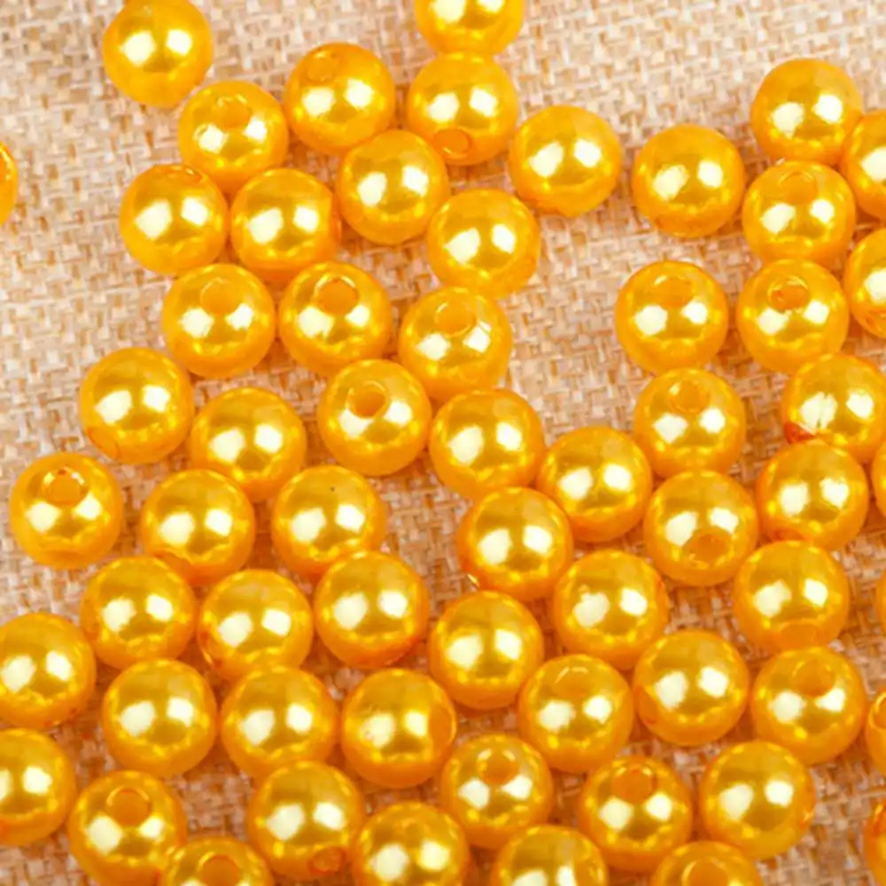 1000 шт множество вариантов смешанных 6 мм круглых имитационных радужных цветов пластиковых ABS жемчужных бусин для одежды сумки обуви - Цвет: Золотой