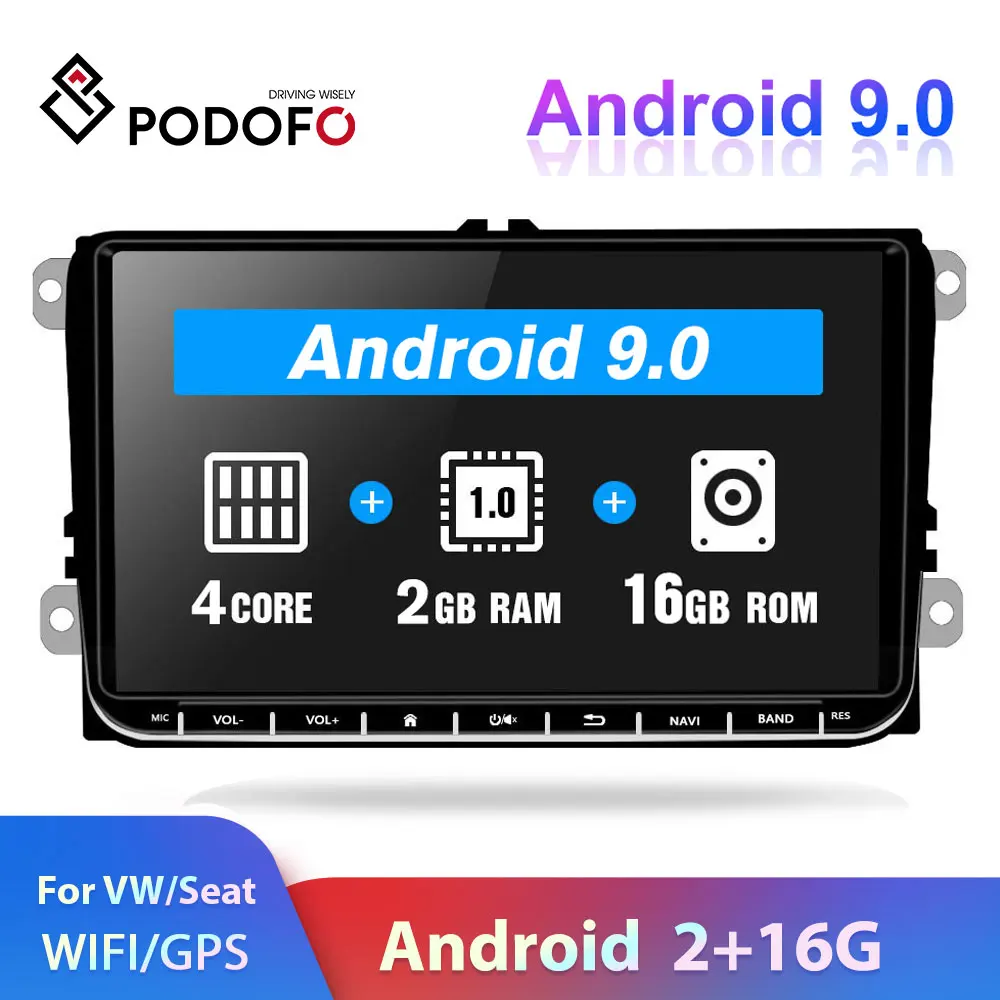 Podofo 2din Android Autoradio Auto Radio GPS Multimedia-Player Für VW SKODA Octavia GOLF 5 6 PASSAT