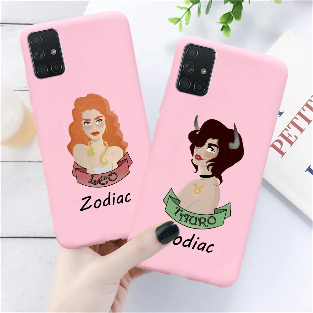 cute Zodiac Sign Case Cover for Samsung Galaxy s20 Ultra s8 s9 s10 plus A50 A10 A20 A30 A70 A51 A71 cover | Мобильные телефоны и