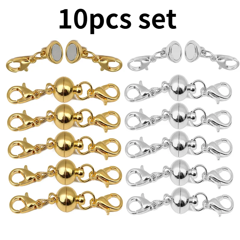 10pcs Set DIY Jewelry Round Necklace Magnet Clasp Connector Buckle Bracelet Gold Silver Jewlery Accessories | Украшения и