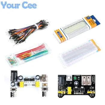 

MB102 Power Module+Transparent White Breadboard 830 Points Solderless Prototype Bread+65pcs Jumper Wires+140pcs Jumpers with Box