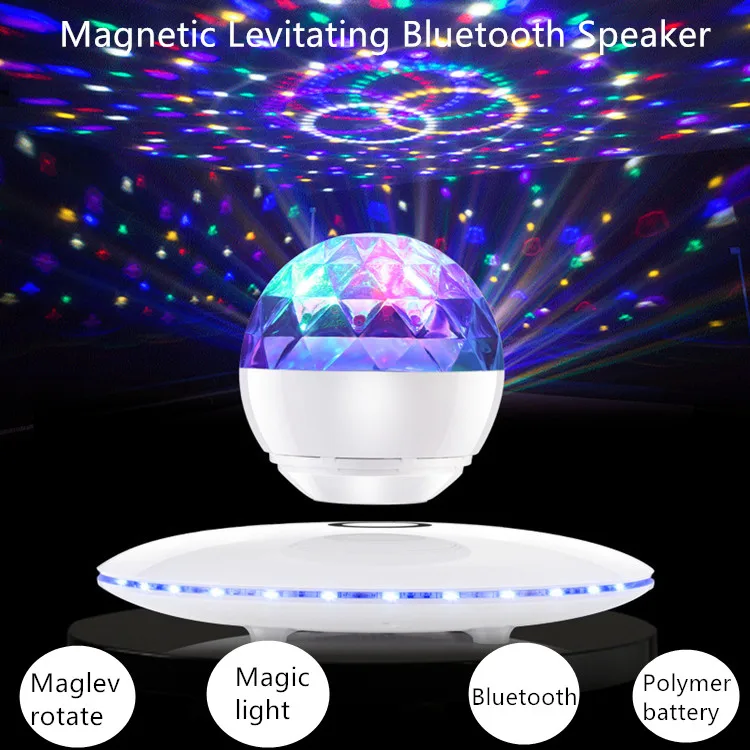 Магнитный левитирующий плавающий Bluetooth динамик беспроводной 360 Вращающийся светодиодный светильник с эффектом Ночной светильник модные подарочные украшения для дома