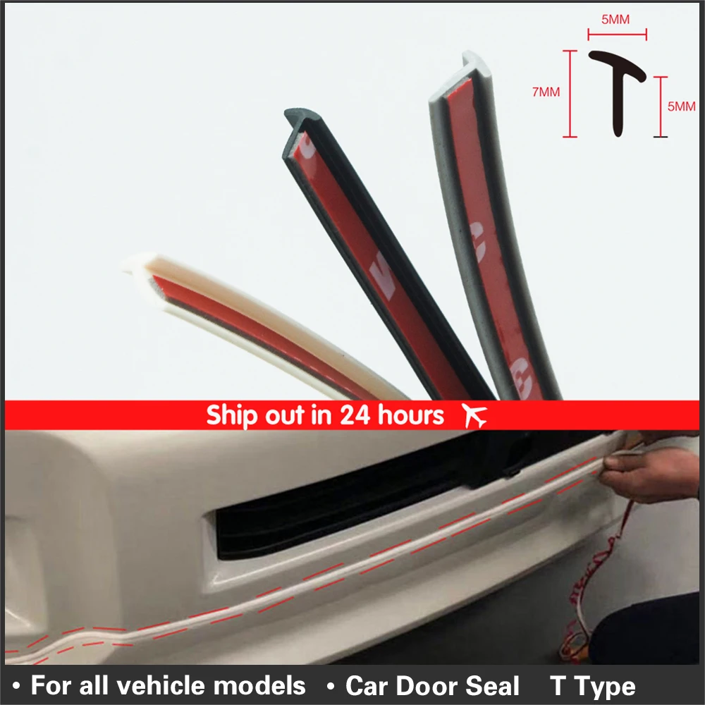 

Car Door seal Rubber Sealing Strip Slanted T Type Front bumper Auto Door Seal Rubber Weatherstrip Edge Trim Black car sticker