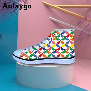 

Aulaygo Kids Shoes For Girls Irregular Color Bird Cartoon Pattern Autumn Children Canvas Casual Fashion Boy Sneaker Outdoor Flat